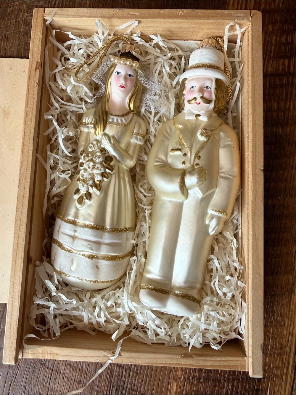 Lauscha Glas Creations Bride and Groom Handblown Holiday Ornaments - Set of 2